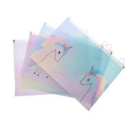 SECFOU 4pcs Document Pouch Multipurpose Zip File Bags for School Office Travel Plastic Organizer for Papers and Files