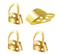 SECFOU 4Pcs Golden Stainless Steel Guitar Finger Picks Set with Hollowed Design to Protect Fingers from Injury Adjustable Rings for Banjo and Guitar Playing Accessories