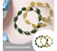 SECFOU 4Pcs Greek Leaf Headband Set - Gold and Green Renaissance Headpiece Crown - Cosplay Leaf Wreath Tiara for Festival, Theater, and Costume Party Accessories