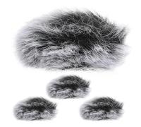 SECFOU 4Pcs Microphone Windscreen Cover Furry Lavalier Mic Wind Muff with Noise Reduction Easy to Install Mic Accessory for Outdoor Recording Studio Meetings Grey Black
