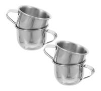 SECFOU 4pcs Mini Stainless Steel Cup 70ml Portable Coffee Serving Mug with Ergonomic Handle, 304 Stainless Steel Material, Easy to Clean, for Outdoor and Home Use