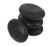 SECFOU 4pcs Natural Basalt Hot Stone Massage Set 9x7cm Curved Black Stones for Foot and Body Spa Therapy for Relaxation and Essential Oil Massage