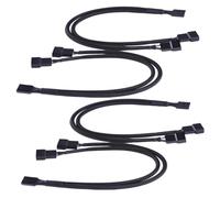 SECFOU 4pcs Pin Pwm Splitter Cable for CPU Case Fans Sleeved Power Cable Enhanced Aesthetics Functionality Prevent Data Errors Black