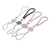 SECFOU 4pcs Pu Phone Hanging Lanyards Set with Woven Straps for Mobile Phone Decoration and Replacement Assorted Colours for Keys