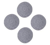 SECFOU 4PCS Round Cotton Woven Placemats Heat Resistant Non-Slip Table Mats Grey Braided Coasters for Dining Table Kitchen Use Small Size