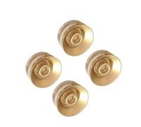 SECFOU 4pcs round Guitar Tone Volume Knobs Gold White Letters Control Rotary Replacement for Electric Guitar Parts
