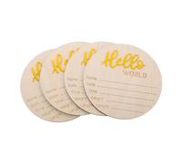 SECFOU 4pcs Rustic Wooden Announcement Sign for Newborns Birth Announcement Card for Boys Girls Charming Nursery Decor to Capture Precious Moments for Showers
