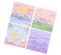 SECFOU 4pcs Self-stick Note Pads with 80 Pages Each, Oil Painting Landscape Design, Large Creative Scenery Stationery for School, Office, and Home Use