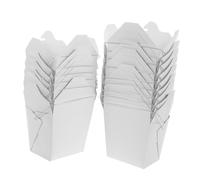 SECFOU 50pcs 16oz White Cardboard Chinese Take out Boxes with Wire Handles, Food Pails for Hot and Cold Food, Party Favor Containers for Catering and Takeaway