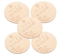 SECFOU 5pcs Birth Announcement Sign Newborn Name Wooden Cards for Photography and Record Keeping for Celebrating Arrival