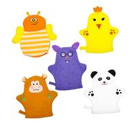 SECFOU 5pcs Shower Gloves Bath Mitt Washcloths Cartoon Cotton Boy Girl Shower Mitt Body Scrubbing Gloves Bath Supplies for Newborn and Scrubber for Body