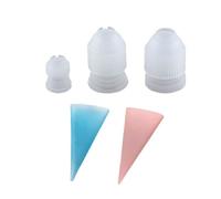 SECFOU 5pcs Silicone Cake Icing Piping Bags Set with Nozzles Cream Decorating Tools for Pastry Dessert Baking Supplies, Reusable Cake Decoration Kit for Home and Professional Use