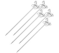 SECFOU 5pcs Stainless Steel Cocktail Picks Reusable Elegant Metal Skewers for Fruit and Dessert Appetizers on The Go, Sleek Silver Bar Tools for Party and Home Use