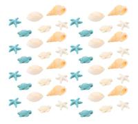 SECFOU 60pcs Ocean Theme Resin Beads for Bracelet Making Lightweight Sea Turtle and Sea Star Shell Beads Waterproof Summer Beach for DIY Jewelry and Necklace Making