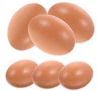 SECFOU 6pcs Artificial Egg Mold Decorations for Easter Basket and Photography Props, Brown Plastic Foam Eggs with Lifelike Brightly Design, for Art Training Institutions and Boys