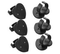 SECFOU 6pcs Black Wireless Microphone Wall Mount Clips Mic Holder Anti-rolling Ring Microphone Hook Bracket Holder for Stage and Studio