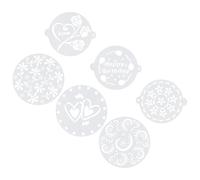 SECFOU 6pcs Creative Cake Decorating Stencils Set, White Plastic Baking Templates for Coffee and Cake Art, Suitable for Birthday and Wedding Decoration Assorted Style