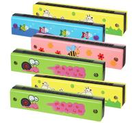 SECFOU 6pcs Double Row Harmonica Portable Mouth Organ for Beginners Party Favors Cute Cartoon Design Rich Tunes Safe Play Musical Instrument