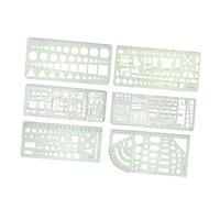 SECFOU 6pcs Geometric Ruler Template Set Plastic Draft Rulers with Fractional Measurement Drawing Helpers for Building Form-Work and Office Use