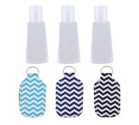 SECFOU 6pcs Hand Bottle Covers with Wave Stripe Pattern Portable Liquid Container Protectors for Outdoor Travel Includes Bottles and Covers with Key Ring for Easy Carry
