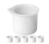 SECFOU 6pcs Silicone Measuring Cups Epoxy Mixing Cup Handicrafts Making Tool 50ml Capacity White Material Safe with Spout Mouth Design for Large Resin Handicrafts