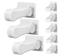 SECFOU 8pcs White Abs Door Lever Locks for Child Safety, Compact Design with Secure and Reliable Adhesive Backing, Baby Proofing Door Handle Locks for Home Use