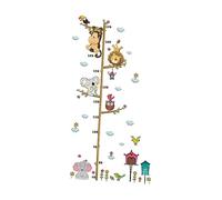 SECFOU Animal Height Measurement Wall Decal Zoo Animal Growth Chart Stickers for Boys and Girls Nursery Room Decoration Removable Vinyl Wall Sticker for Children's Bedroom