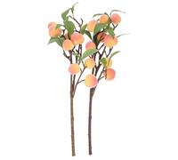 SECFOU Artificial Peach Branches Realistic Simulation Peach Tree Branches 2pcs with Lifelike Pink Foamed Fruit with Natural and Fresh Visual Effect for Home and Restaurant Decoration