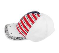 SECFOU Baseball Cap Sturdy with Rhinestone Five-Pointed Star Design Cotton Adjustable Patriotic Sparkle Hat for Men and Women, for Outdoor Adventures and 4th of July Events Multi