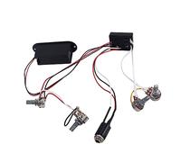 SECFOU Bass Guitar Tone Control Wiring Harness Black Plastic Metal Accessories with 2 Band Equalizer Eq Preamp Circuit 1 Volume and 2 Tone Pots, for Active Piezo Equipped Instruments