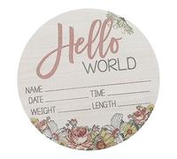 SECFOU Birth Announcement Sign Newborn Baby Welcome Plaque Hello World Wooden Photography Prop Synthetic Material Not Easy to Break for and New Parents Nursery Wall Décor