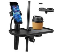 SECFOU Black Abs Microphone Stand Tray with Easy Installation and Convenient Accessory Features, Suitable for Live Streaming and Attending a Meeting, Sound Card and Microphone Storage