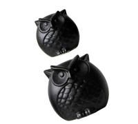 SECFOU Black Ceramic Owl Figurines Small Owl Shaped Figurine 2pcs Cartoon Animal Statue Not Easy to Knock Desktop Decoration for Indoor Desktop Decor