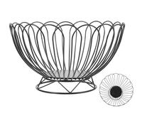 SECFOU Black Iron Wire Bread Serving Basket with Lid, Portable and Chic Storage Basket for Fruits and Snacks, Large Diameter Ring Base Design, for Picnic and Hotel Use
