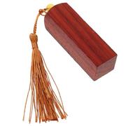 SECFOU Blank Wood Stamper for Practicing Chinese Calligraphy and Painting, Wooden Seal with Unique Tassel Decoration, 2cm Brown Art Stamp for Artistic Touch