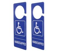 SECFOU Blue Pvc Handicap Parking Sign 2pcs 7.9"x3.2" Wheelchair Accessible Disabled Parking Placard Permit Tags for Car Door Hanging Use