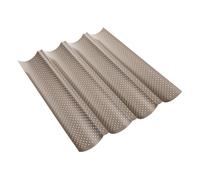 SECFOU Bread Baking Pan, 4 Wave Slot Non-Stick Baguette Tray, 13X15 Inch, Designed for Baking Hot Dogs and Whole Bread