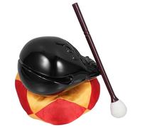 SECFOU Buddha Muyu Wooden Temple Block Set with Cushion and Mallet, 4-Inch Imitation Wood Carving Religious Tool for Buddhist Sutra Reciting and Meditation in Temple and Home