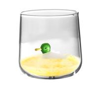 SECFOU Cartoon Glass Cup with Reinforced Thick Base Juice Drinking Mug for Milk Tea Coffee at Home Restaurants Hotels and Dessert Shops