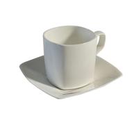 SECFOU Ceramic Coffee Cup with Square Saucer, Bone China Afternoon Tea Cup Set, Vintage Style Porcelain Mug for Milk, Latte, and Water Drinking