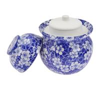 SECFOU Ceramic Kimchi Storage Jar with Double Lid Sealing, Easy to Store Kitchen Food Container without Burrs, Kitchen Jar for Pickle and Food Storage