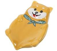 SECFOU Ceramic Soap Dish Dog Soap Holder with Drainage Function Compact and Portable for Shower and Travel Cute Shiba Inu Motif