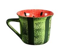 SECFOU Ceramic Watermelon Mug with Unique Design, 180ml Capacity Fruit-Shaped Coffee Cup for Tea Time and Morning Routine, Safe and Practical Porcelain Mug with Vibrant Underglaze Colours
