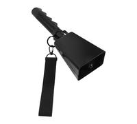 SECFOU Cheering Bell for Sports Events 9 Inch Large Black Metal Cowbell with Matte Surface and Wrist Strap, Curved Bell Structure Loud Cowbell for Football Games and Professional Matches