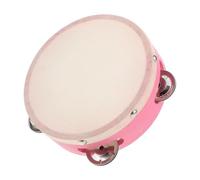 SECFOU Child Rhythm Drum Handheld Musical Instrument Boys and Girls Percussion Tambourine Pink Sheepskin Bells Versatile for Dance Performances