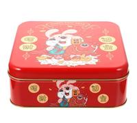 SECFOU Chinese Style Candy Storage Box for Year of The Rabbit - Sturdy Square Cookie and Candy Box with Festive Fortune Bag Design for Party and Wrapping