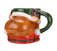 SECFOU Christmas Reindeer Ceramic Mug Creative Animal Shape Water and Milk Cup for Boys and and Adults