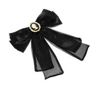 SECFOU Classic Vintage Black Organza Bow Tie Brooch Pin for Women, Dual Use Metal Suit Brooch, Elegant Accessory for Dinner Parties and Meetings