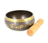 SECFOU Copper Singing Bowl Set with Mallet for Yoga and Meditation, Hand Hammered Tibetan Sound Bowl in Assorted Colours, for Bedroom Table Or Shelf Display