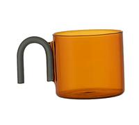 SECFOU Creative Colored Glass Coffee Mug Heat Resistant Tea Cup for Home and Office Easy Clean Glass Drinkware for Coffee Milk Juice and Flower Tea Comfortable Hand Feel Unique Amber